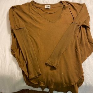 Free people brown long sleeve shirt NWOT